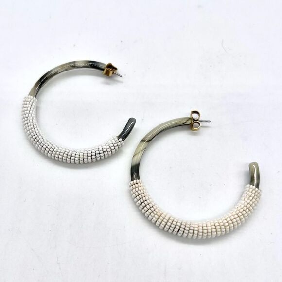 J.Crew Tortoises and Beaded open Hoop Earrings - Picture 3 of 4